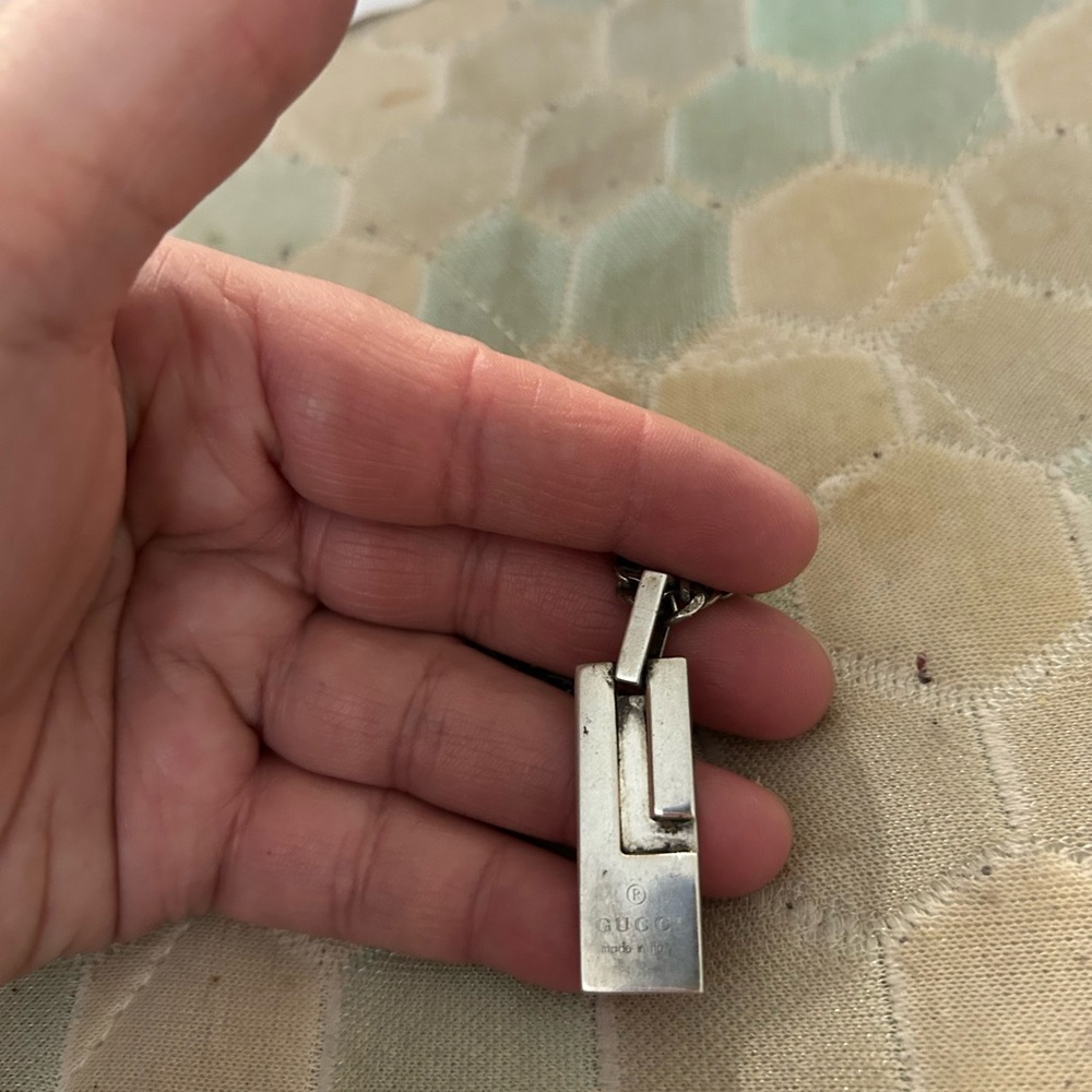 Gucci Silver Geometric Pendant Necklace